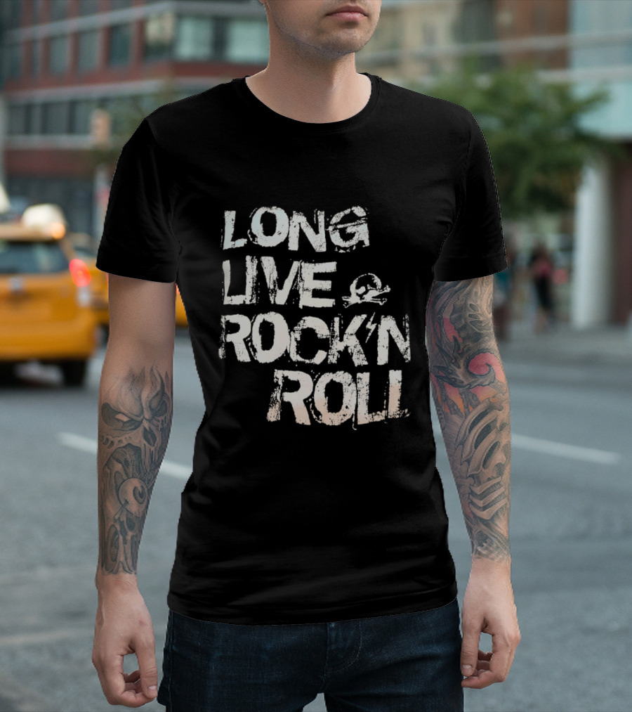 Long Live Rock N Roll Skull And Lightning Bolt T-Shirt
