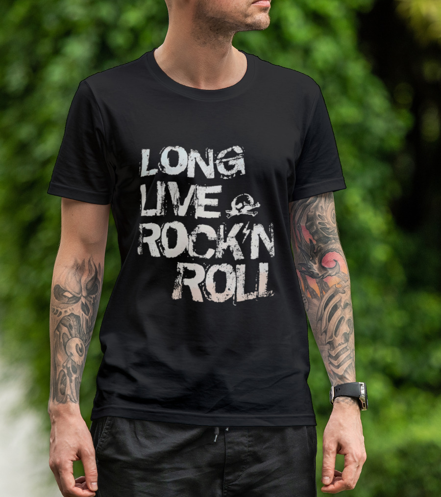 Long Live Rock N Roll Skull And Lightning Bolt T-Shirt