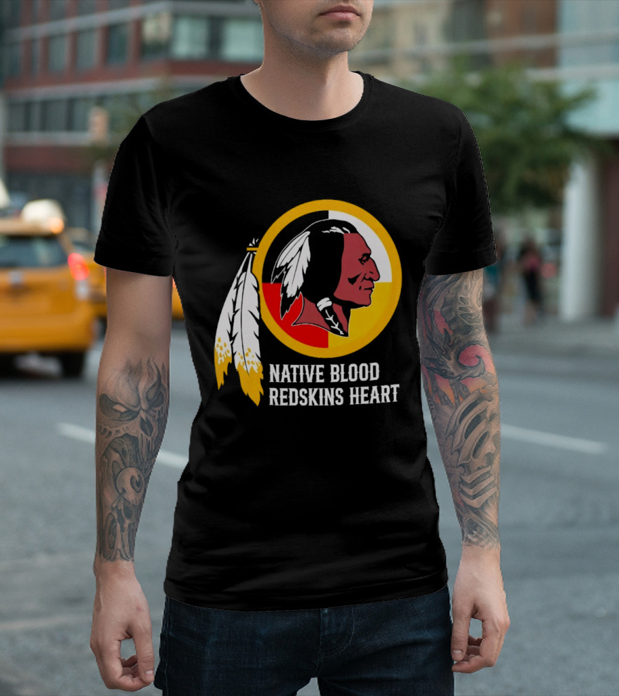 Native Blood Redskins Heart Washington Commanders T-Shirt
