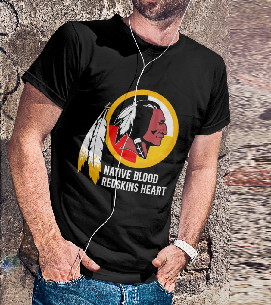 Native Blood Redskins Heart Washington Commanders T-Shirt
