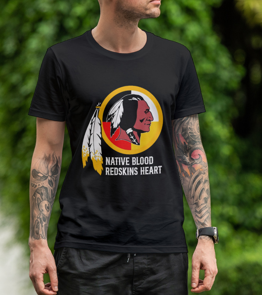 Native Blood Redskins Heart Washington Commanders T-Shirt