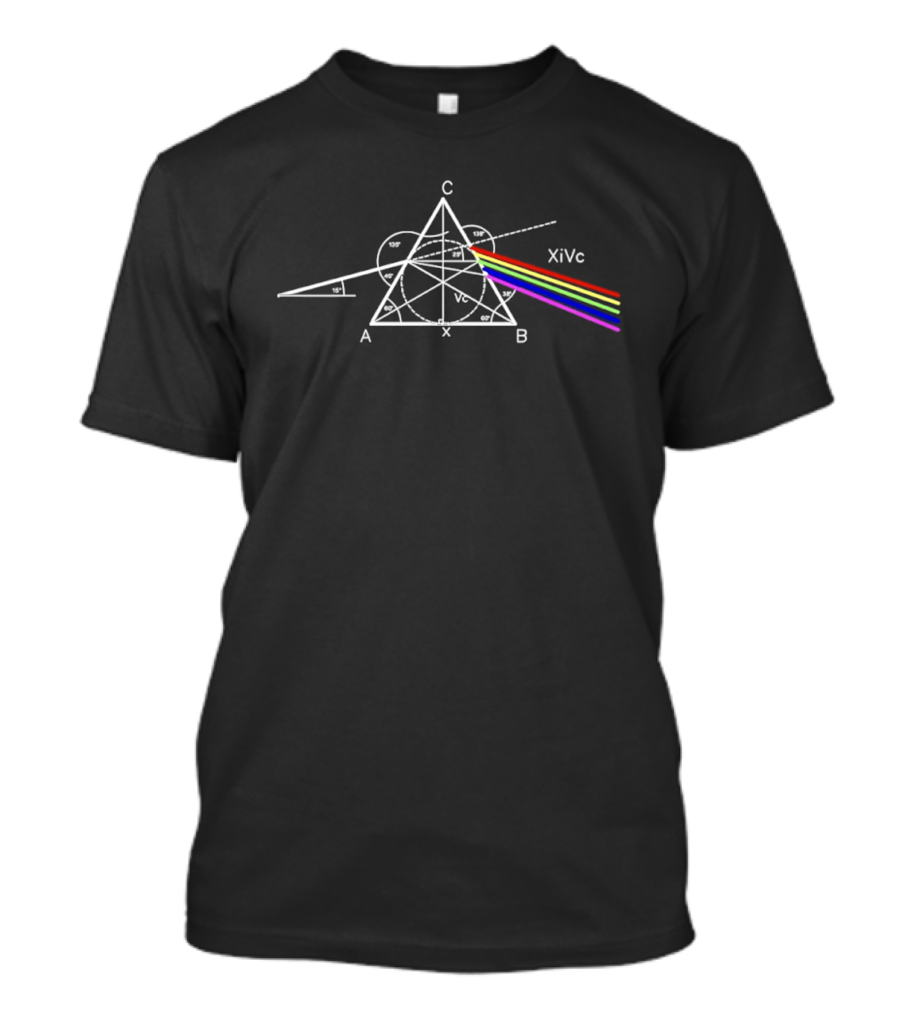 Optical Deconstruction Pink Floyd Dark Side Of The Moon Triangle Prism Rainbow Line T-Shirt