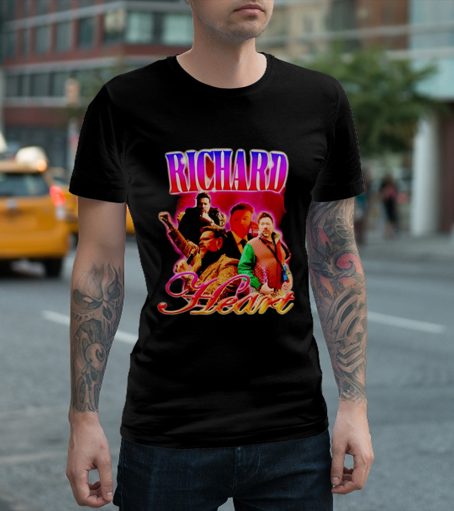 Richard Heart Lightning Bold Nostalgic Collage T-Shirt