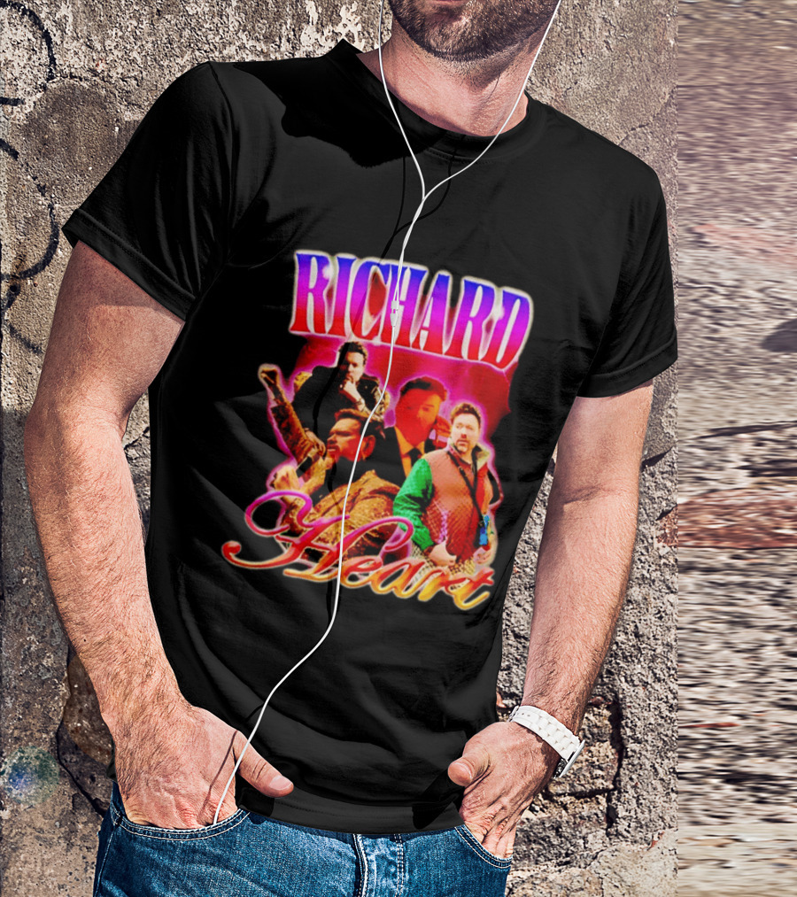 Richard Heart Lightning Bold Nostalgic Collage T-Shirt