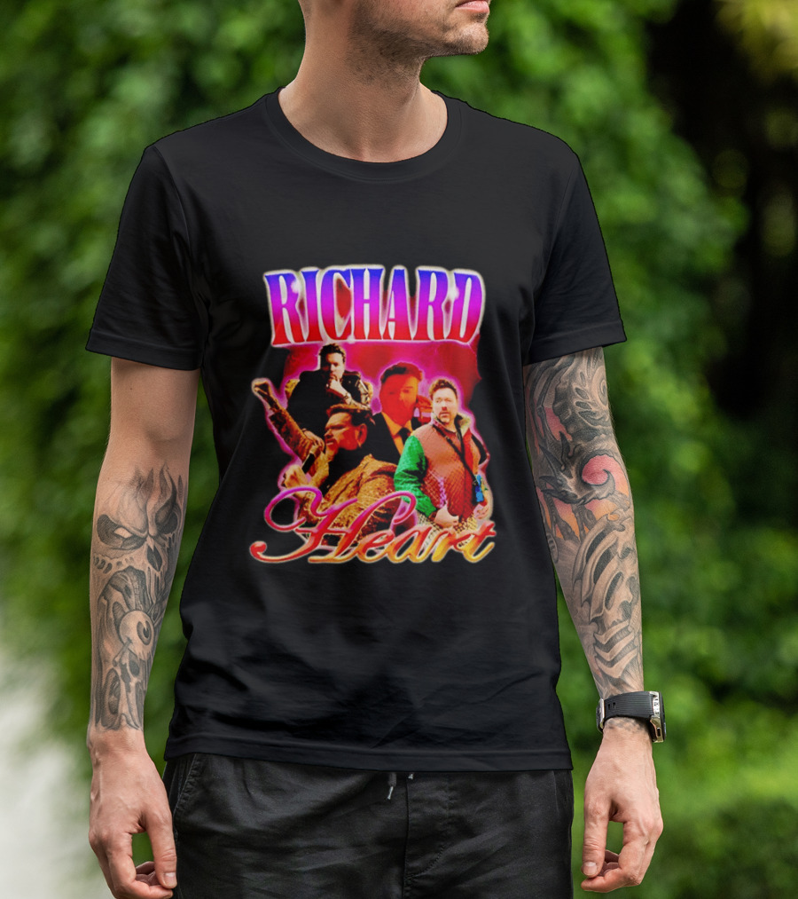 Richard Heart Lightning Bold Nostalgic Collage T-Shirt