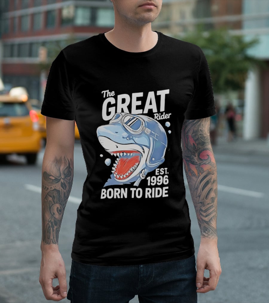 The Great Rider Shark Born To Ride Est. 1996 T-Shirt