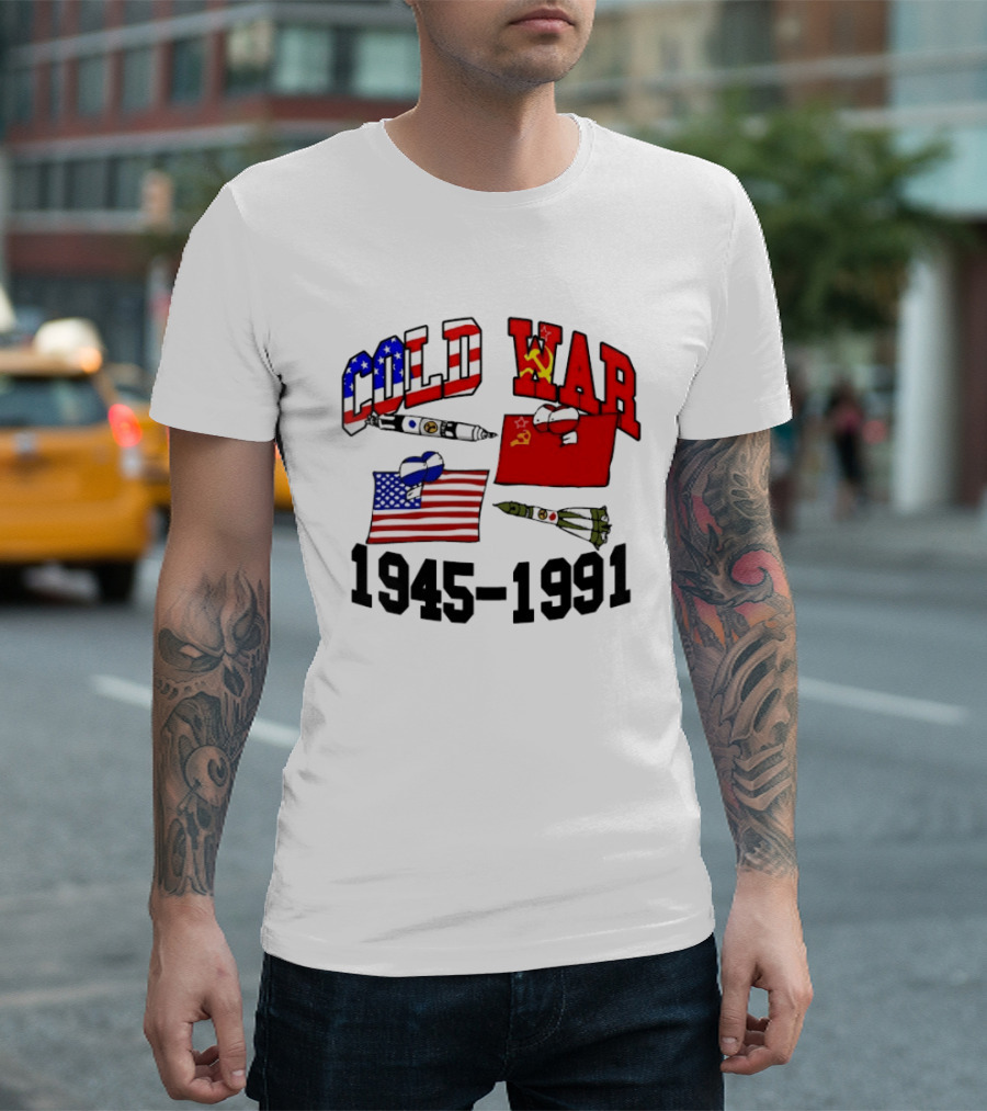 Cold War 1945 1991 American Soviet Rivalry Flags And Rockets T-Shirt