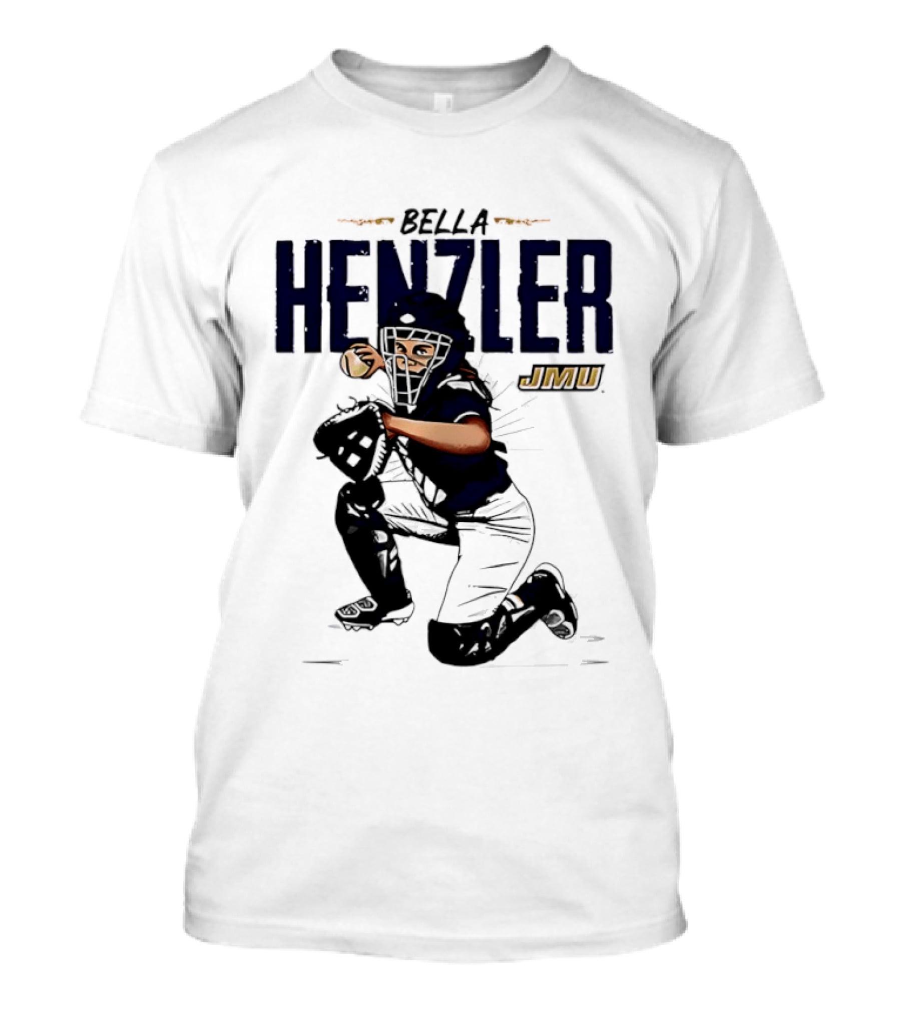 Bella Henzler JMU Dukes Softball Caricature James Madison T-Shirt