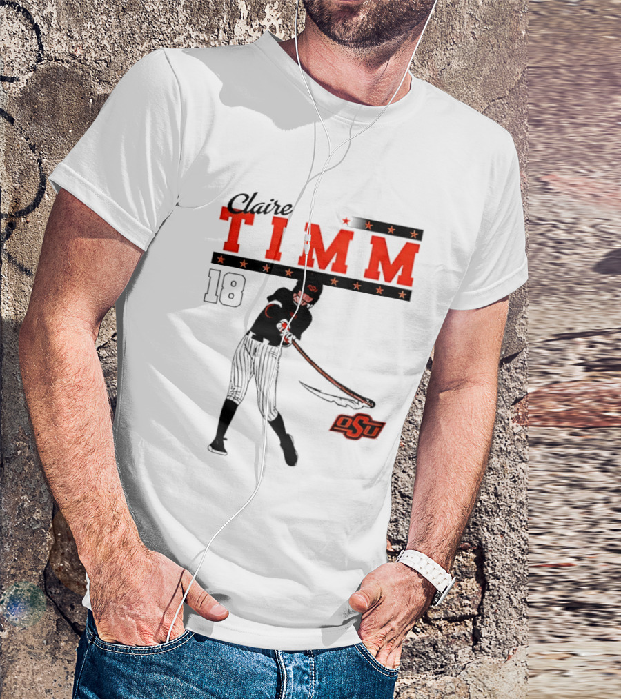 Claire Timm 18 OSU Cowgirls Softball Legend Player Caricature T-Shirt