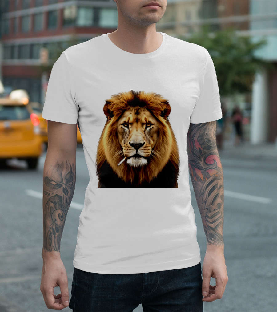 Lion Smoking Cigarette Majestic Wild T-Shirt