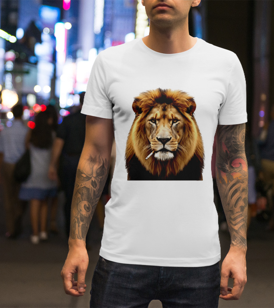 Lion Smoking Cigarette Majestic Wild T-Shirt