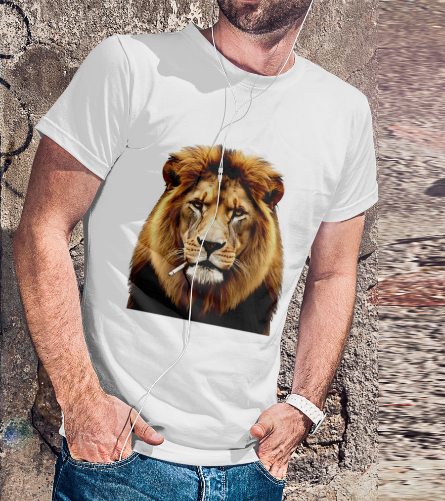 Lion Smoking Cigarette Majestic Wild T-Shirt