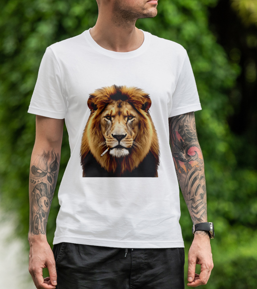 Lion Smoking Cigarette Majestic Wild T-Shirt