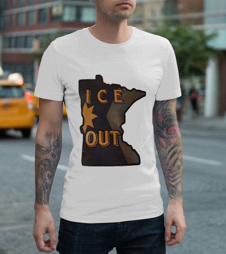 Minnesota Ice Out Bold Graphic State Map T-Shirt