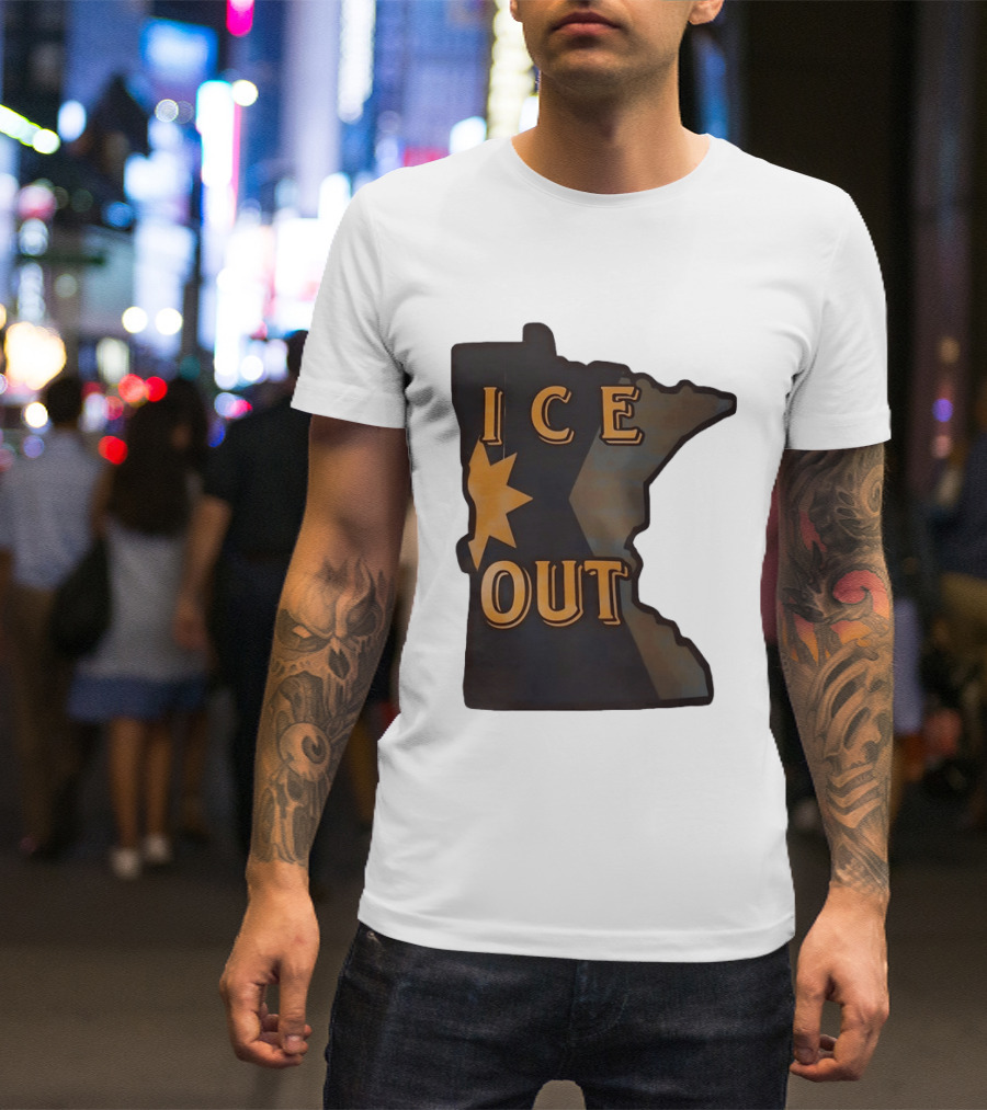 Minnesota Ice Out Bold Graphic State Map T-Shirt