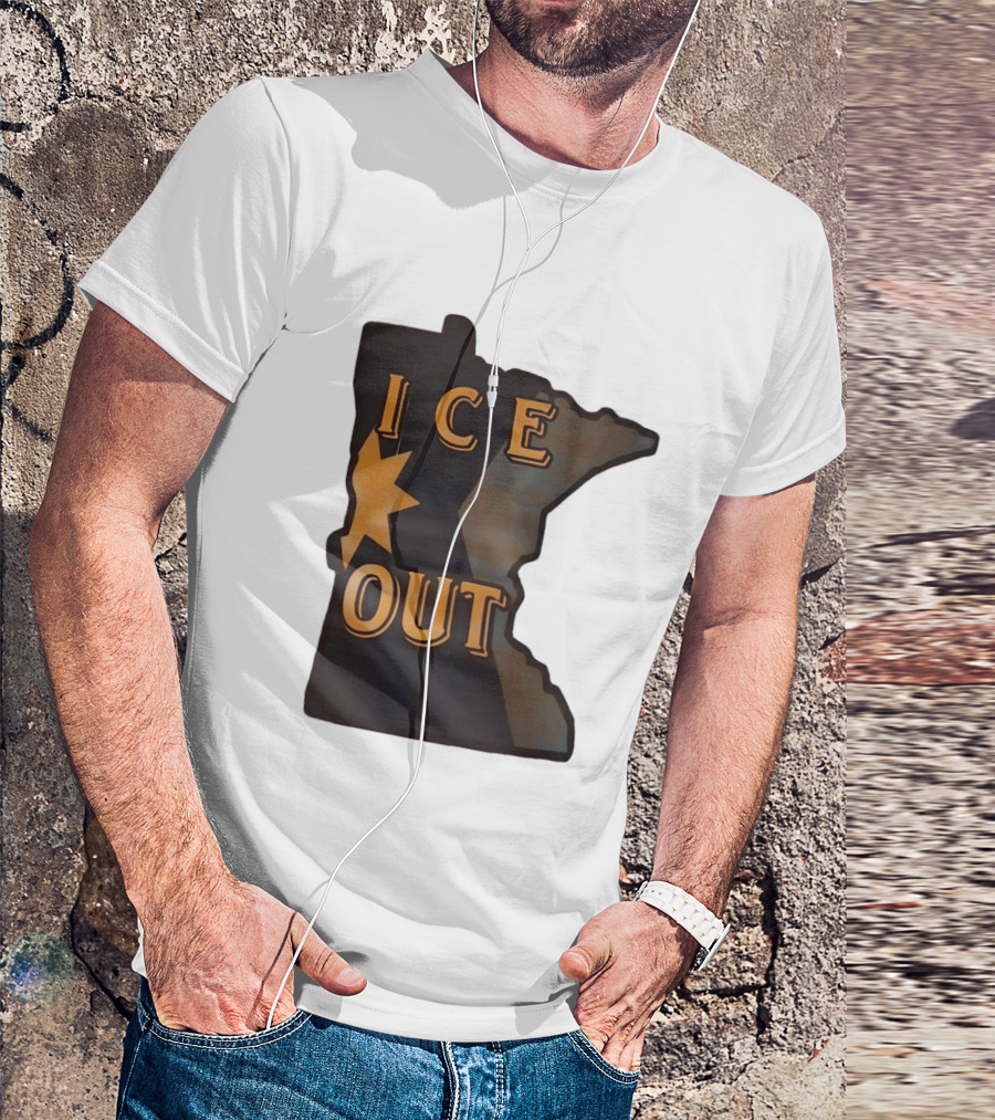 Minnesota Ice Out Bold Graphic State Map T-Shirt