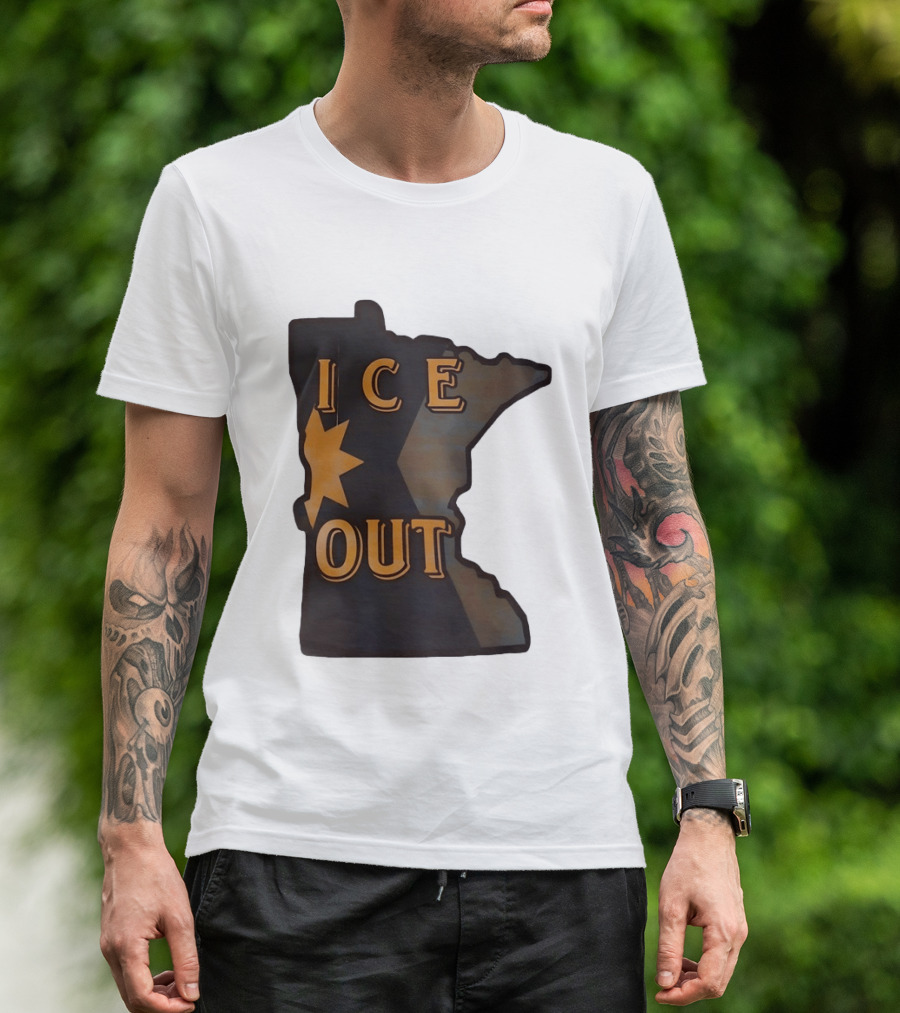 Minnesota Ice Out Bold Graphic State Map T-Shirt