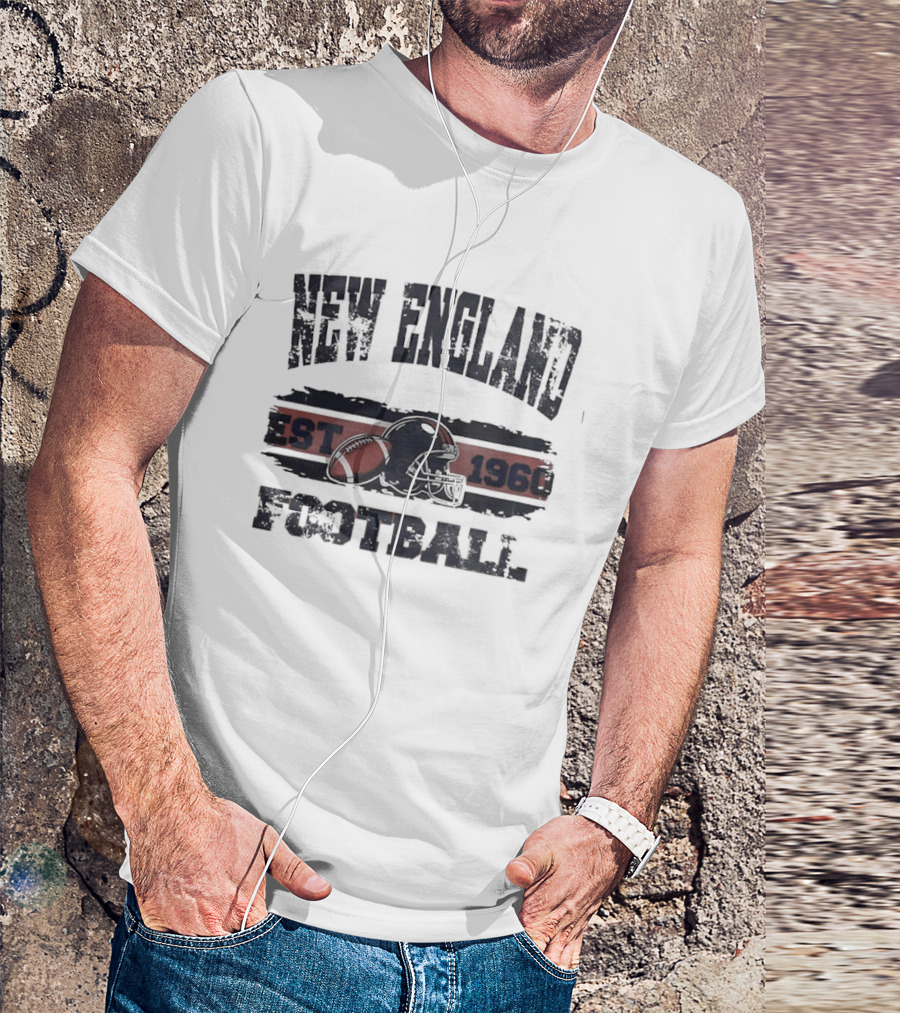 New England Patriots Football Est 1960 Helmet Ball Center T-Shirt