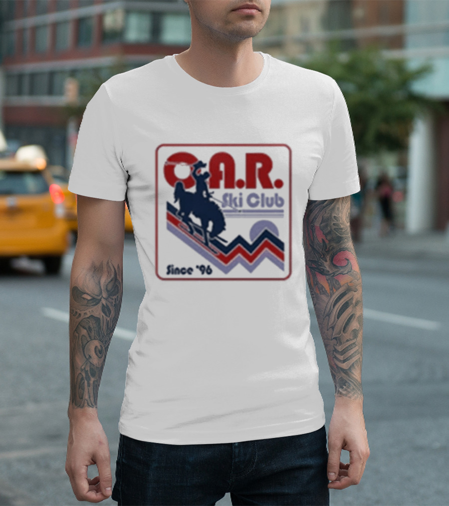 O.A.R. Ski Club Since 1996 Retro Design With Skier And Sun Motif T-Shirt