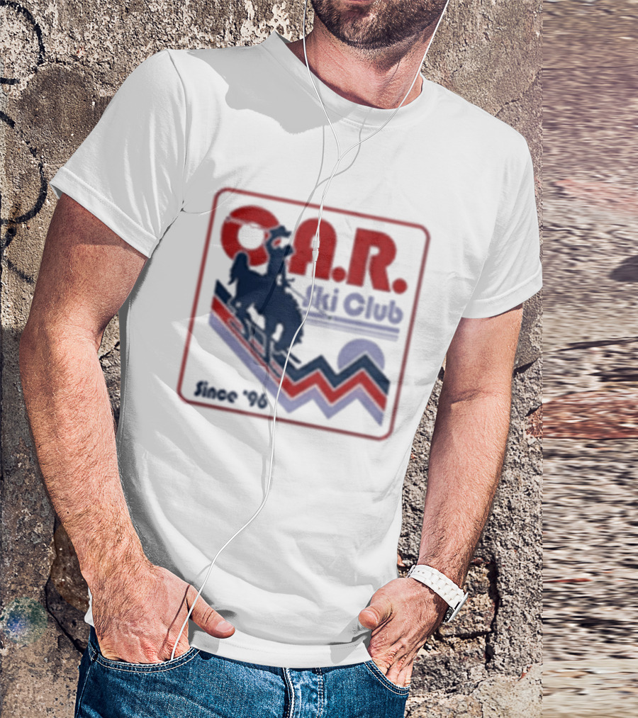 O.A.R. Ski Club Since 1996 Retro Design With Skier And Sun Motif T-Shirt