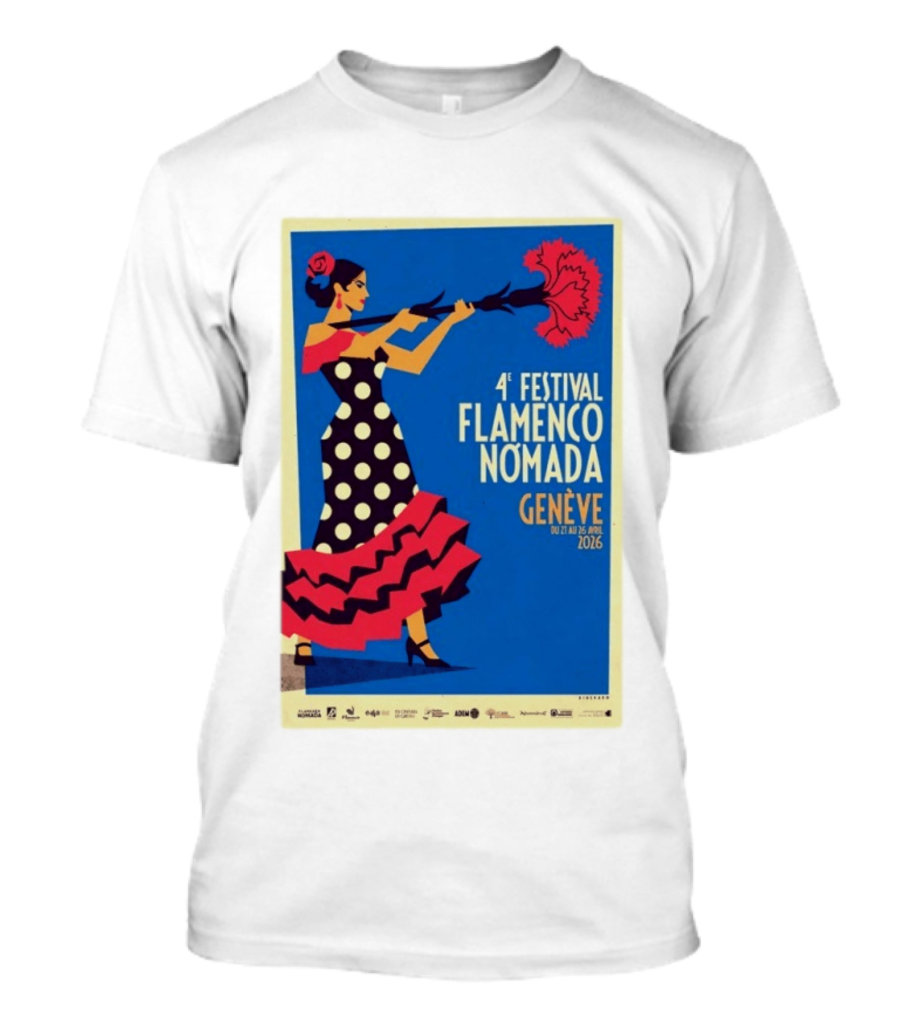 4º Festival Flamenco Nómada Genève 2026 Jan 27 April 26 Flamenco Dancer Polka Dot Dress T-Shirt