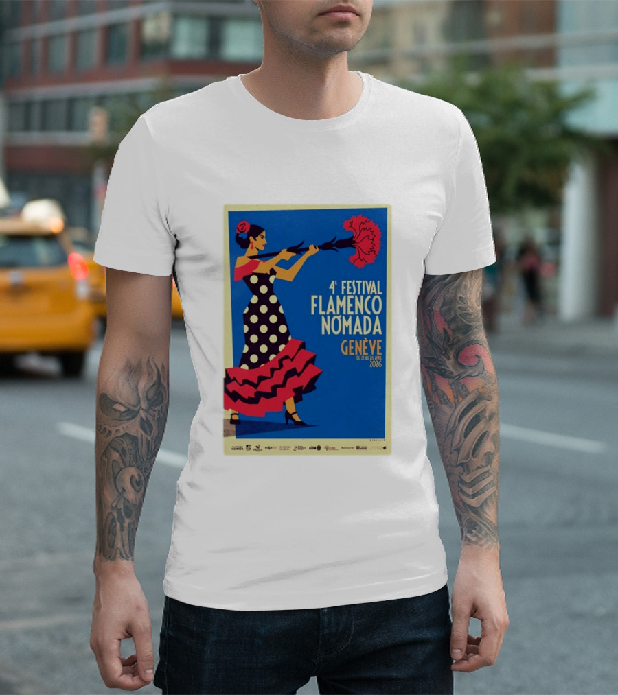 4º Festival Flamenco Nómada Genève 2026 Jan 27 April 26 Flamenco Dancer Polka Dot Dress T-Shirt