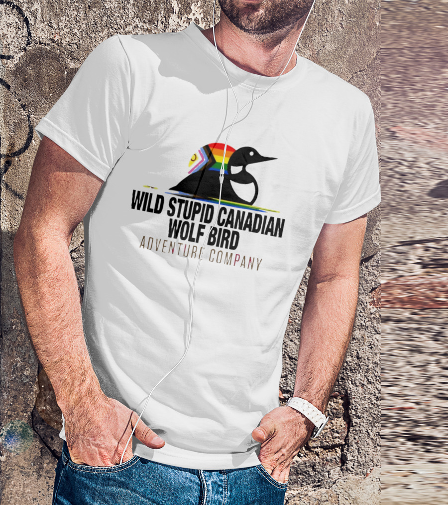 Rainbow Canadian Wolf Bird Adventure Company T-Shirt