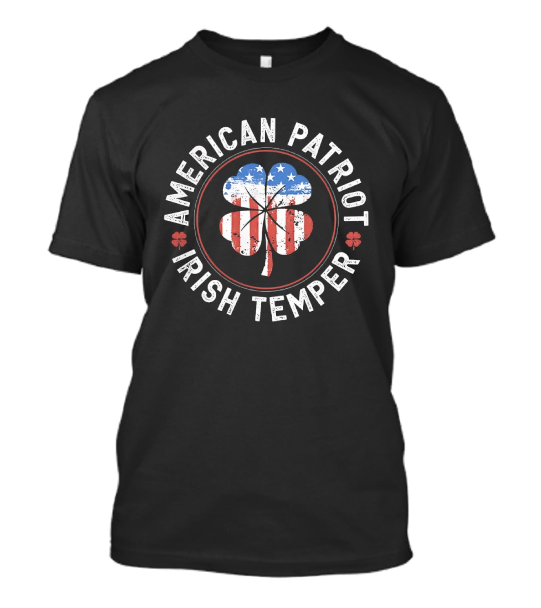 American Patriot Irish Temper USA Flag Four Leaf Clover T-Shirt