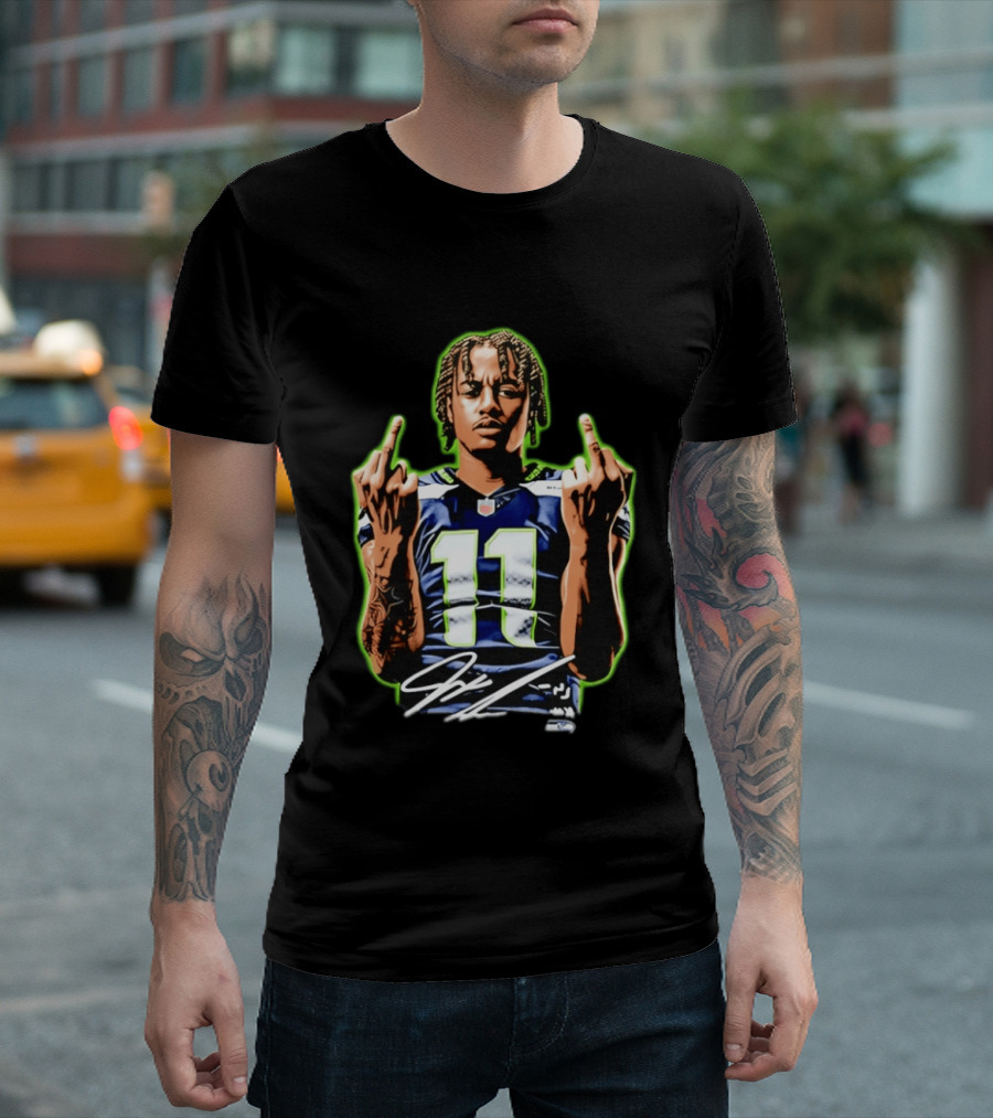 Jaxon Smith Njigba Seattle Seahawks 11 Middle Finger Gesture T-Shirt
