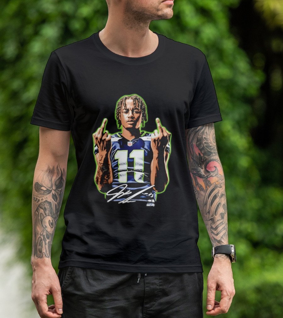 Jaxon Smith Njigba Seattle Seahawks 11 Middle Finger Gesture T-Shirt