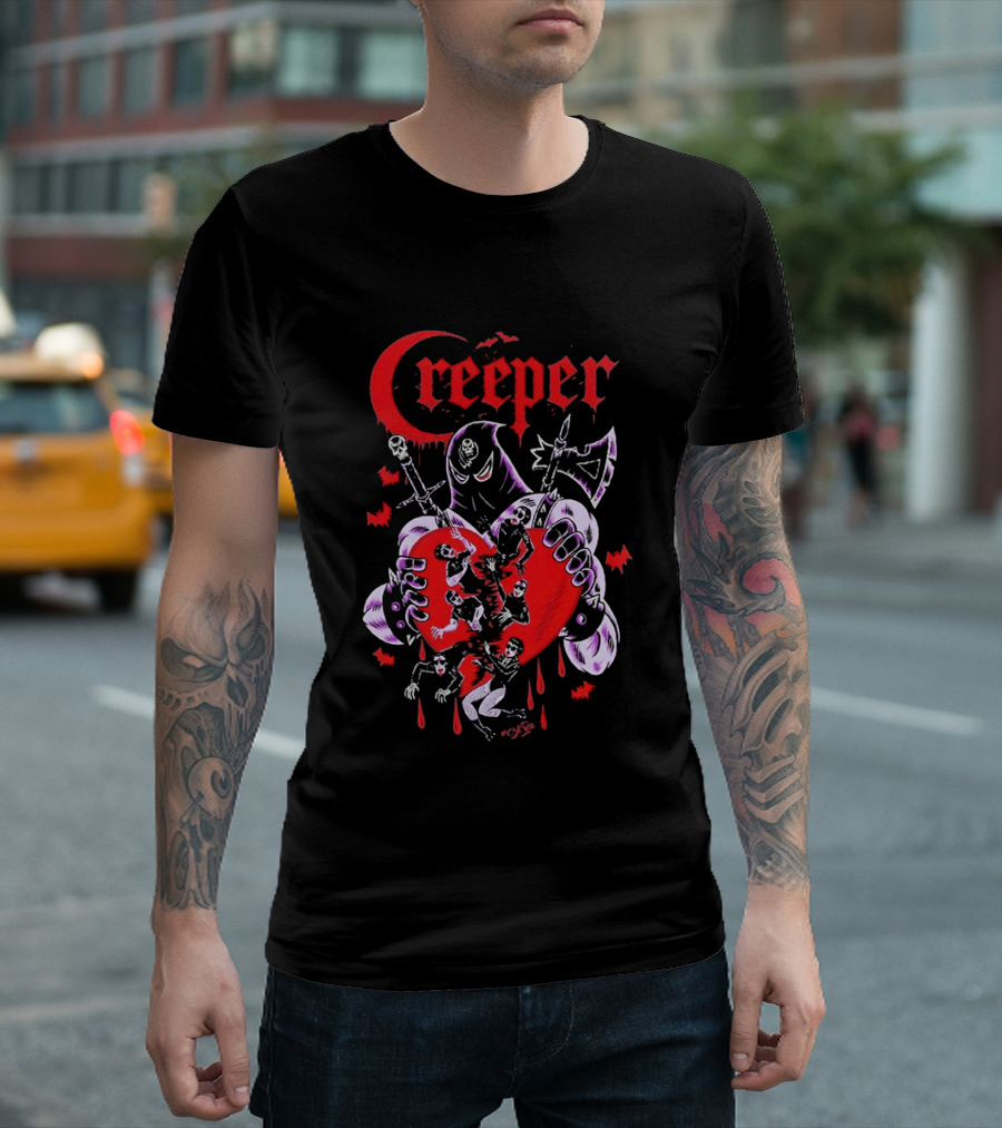 Creeper Sol Rac Valentines Heart And Skeletons 2026 T-Shirt