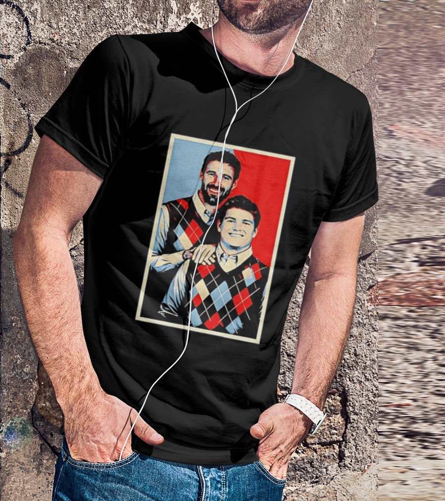 Mike Vrabel Drake Maye New England Patriots Football Hope Iconic Argyle Sweater T-Shirt