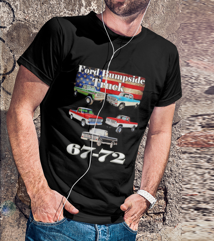 Ford Bumpside Truck 67 72 American Flag Classic Pickup Collection T-Shirt