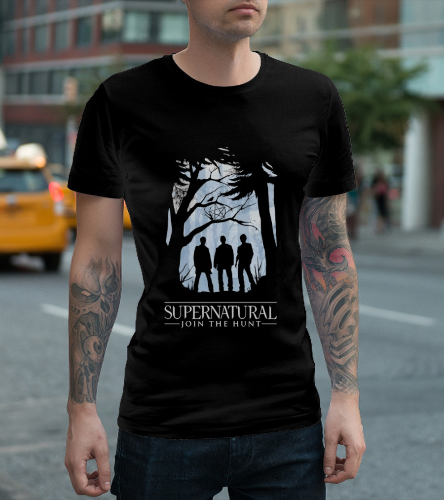 Supernatural Join The Hunt Silhouettes In Forest Scene T-Shirt