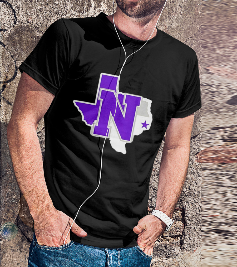 Norton High School Football Texas Map Purple N Star T-Shirt
