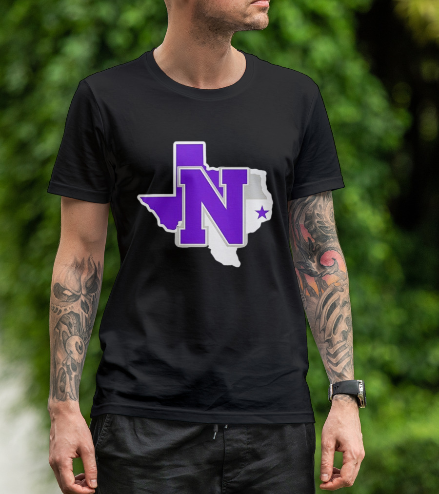 Norton High School Football Texas Map Purple N Star T-Shirt
