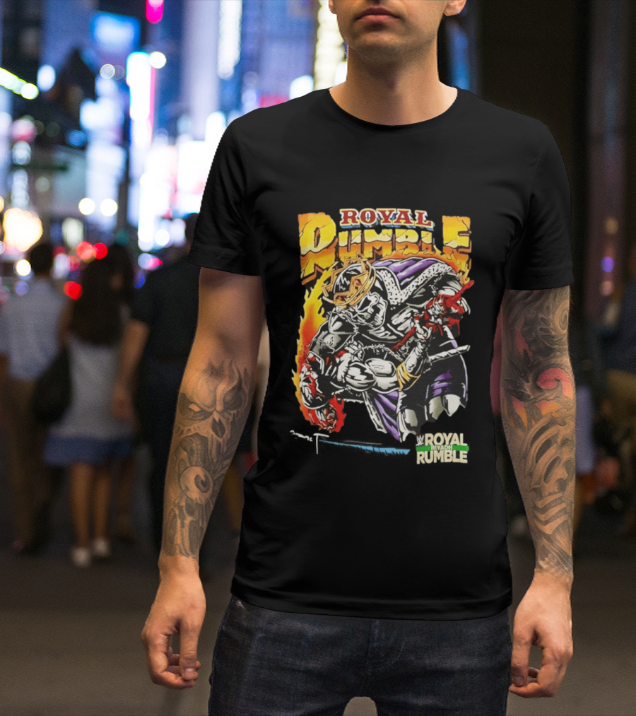 Royal Rumble Riyadh Boulevard Skeleton Crown Flame T-Shirt
