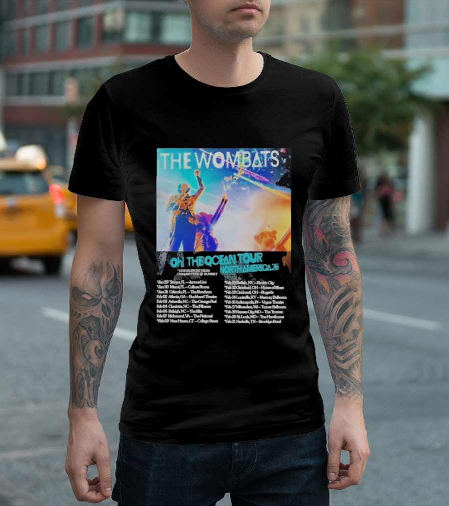 The Wombats Oh The Ocean Tour North America 2026 Dates T-Shirt