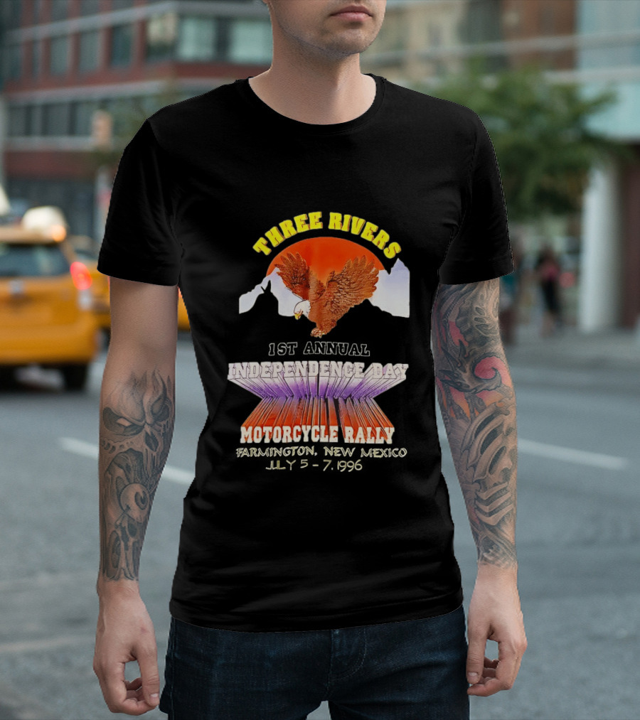 Three Rivers Independence Day Motorcycle Rally Bald Eagle Sunset T-Shirt