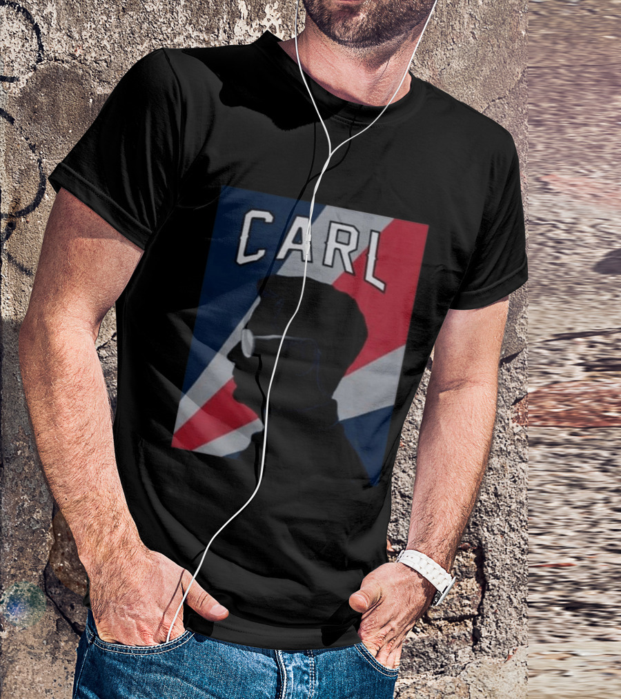 CARL Silhouette With Red And Blue Angled Stripes T-Shirt