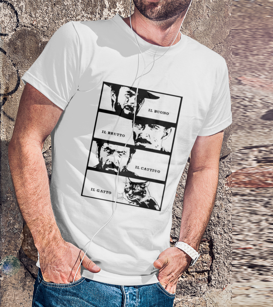 Four Amigos Il Buono Il Brutto Il Cattivo Il Gatto Classic Movie T-Shirt