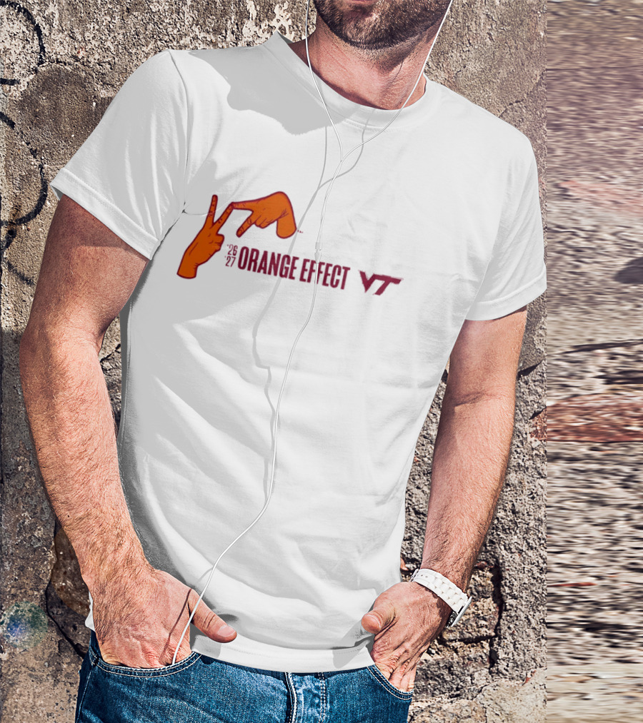 Virginia Tech Hokies 2026 2027 Orange Effect Hand Sign VT T-Shirt