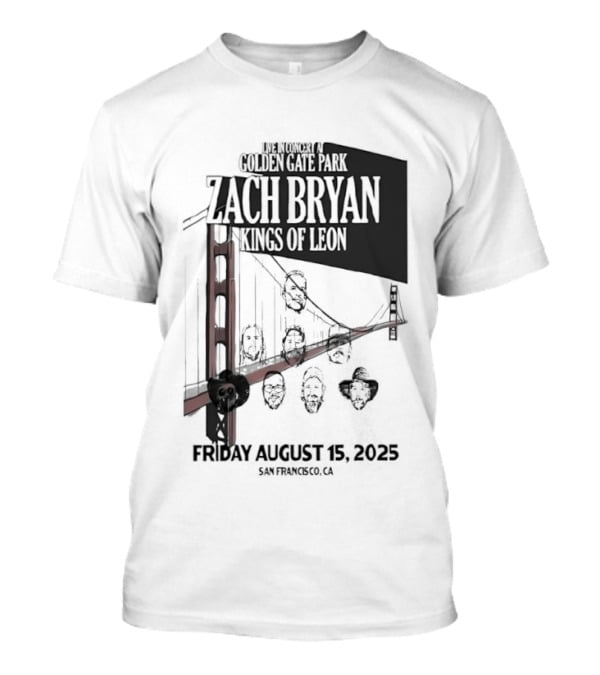 Zach Bryan Kings Of Leon Golden Gate Park San Francisco August 15 2025 Tour T-Shirt