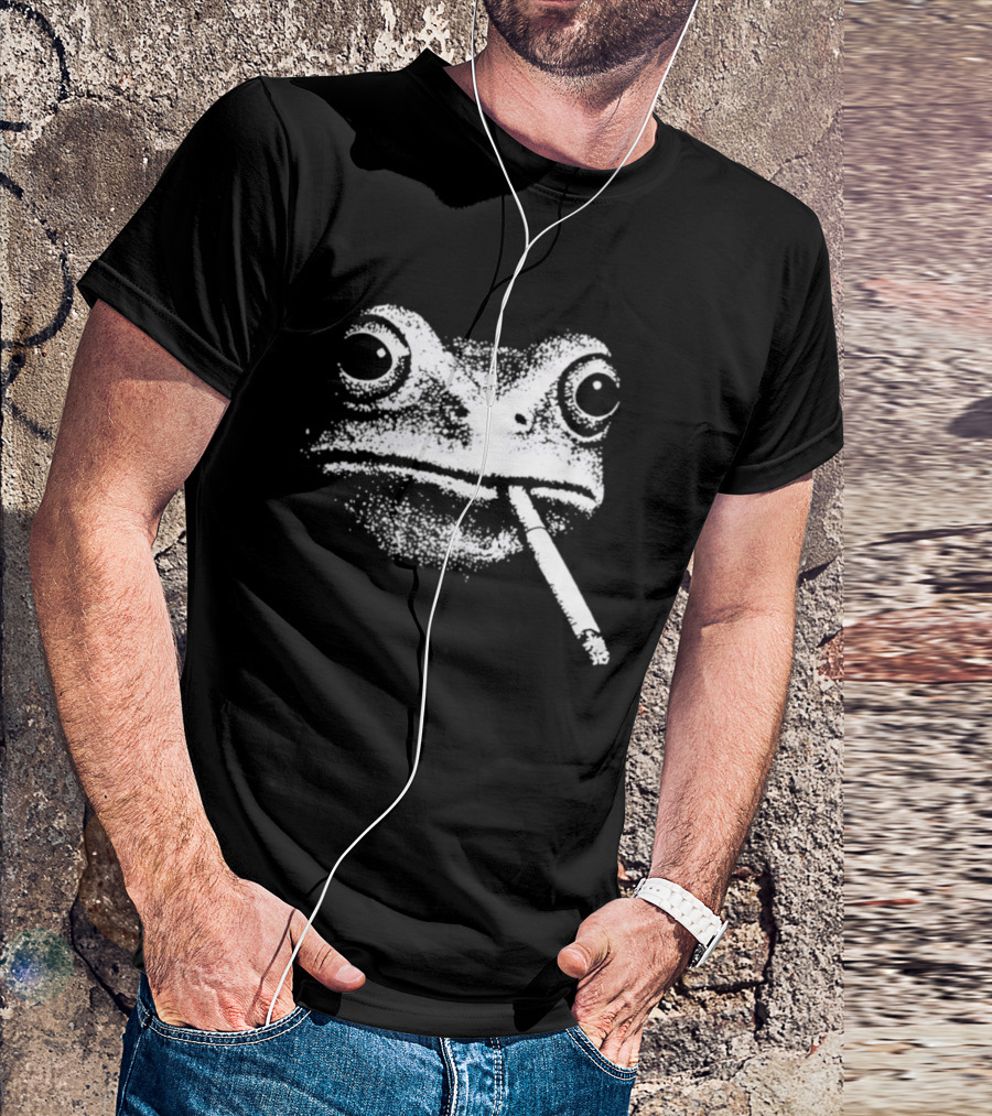 Frog Smoking Cigarette Sketch T-Shirt