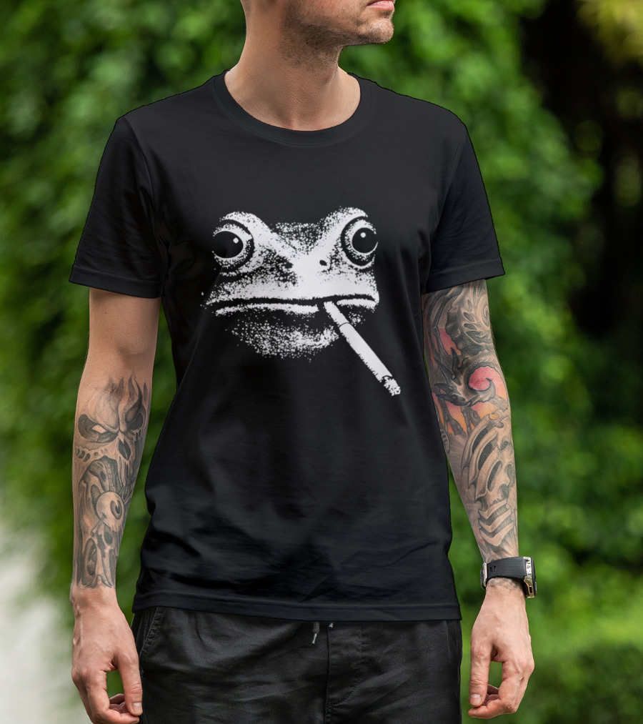 Frog Smoking Cigarette Sketch T-Shirt