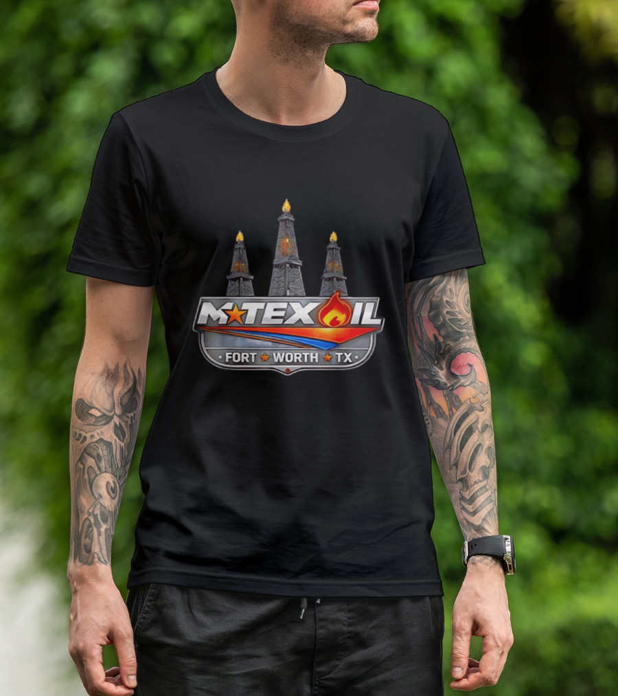 Mtex Oil Fort Worth TX Three Burning Oil Derricks T-Shirt