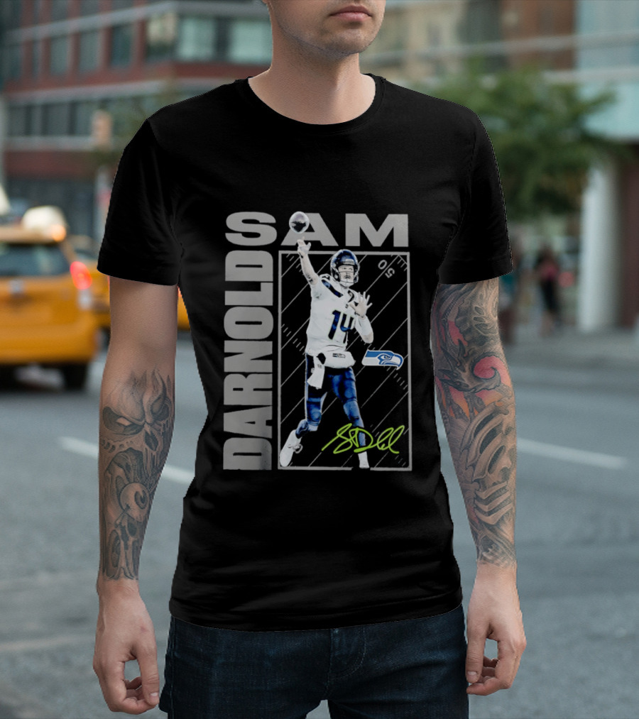 Darnold SAM Seattle Seahawks 14 Football Player Action T-Shirt