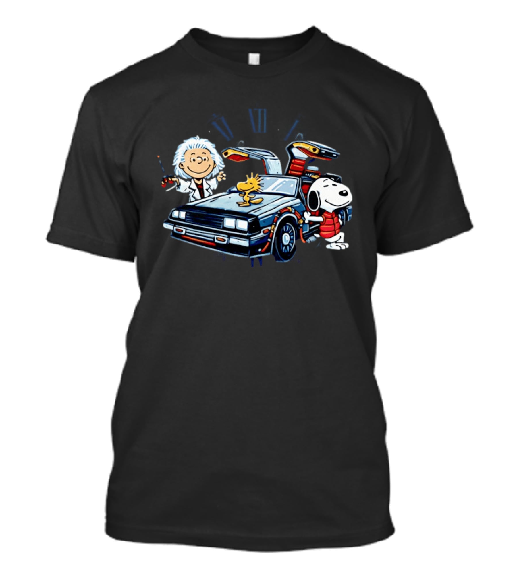 Snoopy Woodstock Back To The Future DeLorean T-Shirt