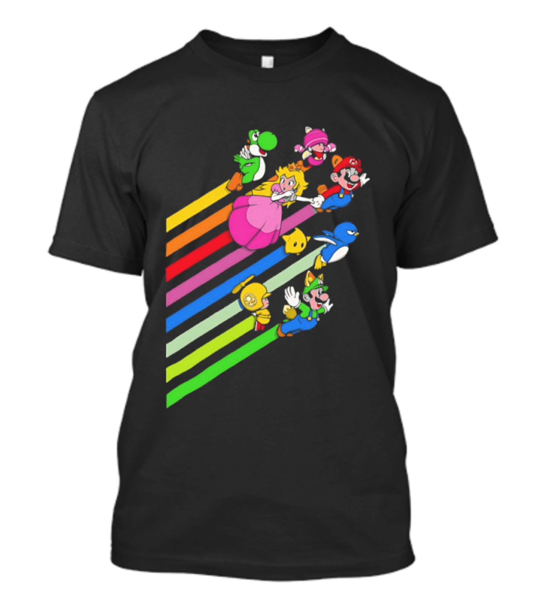 Super Mario Yoshi Princess Peach Rainbow Flight Adventure T-Shirt