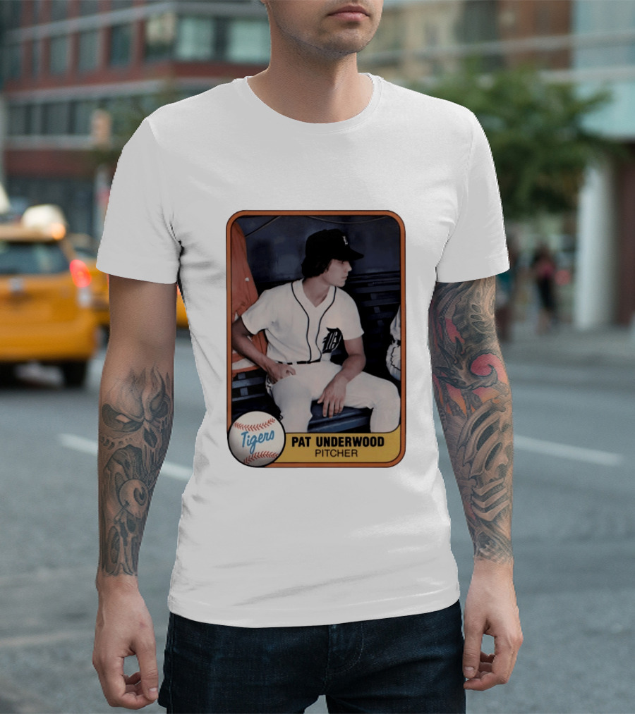 Tigers Pat Underwood Pitcher Baseball Card T-Shirt